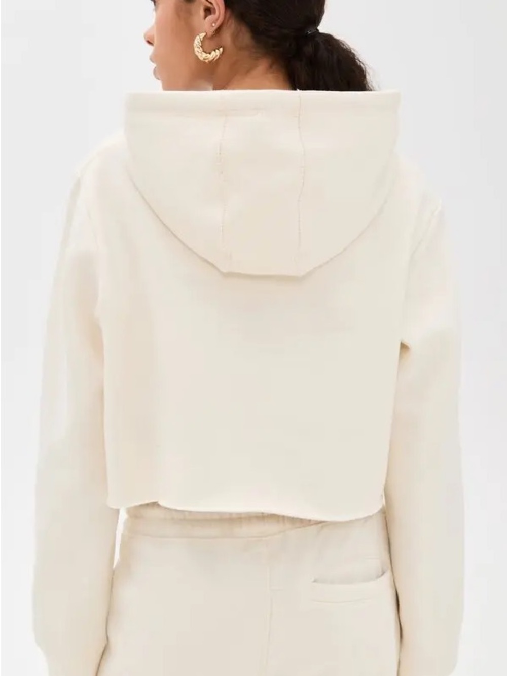 MTK Cropped Hoodie Sweatshirt - Cream/Navy - Picture 4 of 7